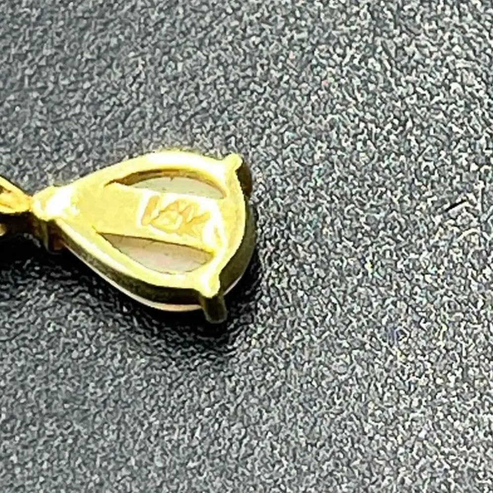 14K Yellow Gold‎ Pear Shape Fire Opal Pendant 7x5mm Natural Stone .60g Vintage